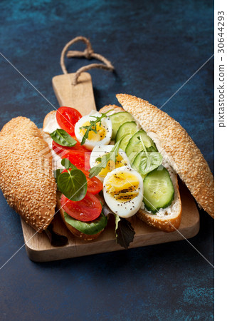 sandwich with vegetables, egg sandwich with vegetables, egg 30644293
