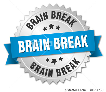brain break round isolated silver badge 30644730