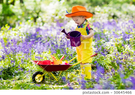 Kids in bluebell garden 30645466