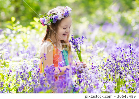 Kids in bluebell garden 30645489