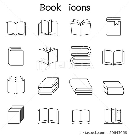 Book icon set in thin line style 30645668