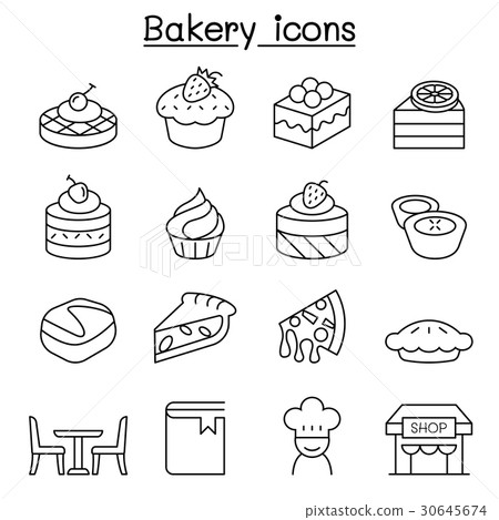Bakery & Pastry icon set in thin line style Bakery & Pastry icon set in thin line style 30645674