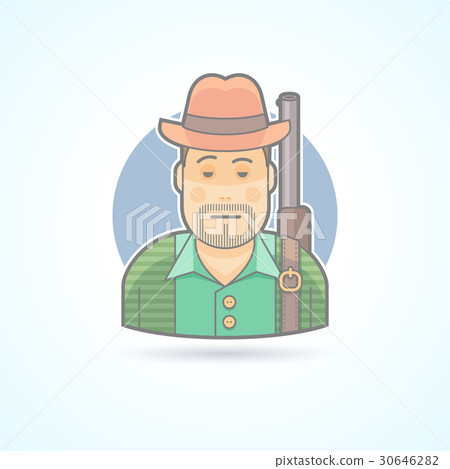 Huntsman with a gun, hunting man icon 30646282