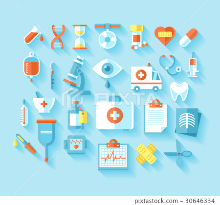 Flat medical icons set. 30646334