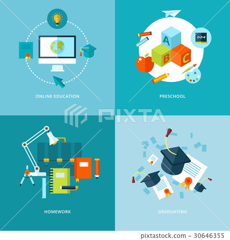 Vector school and education icons set. Vector school and education icons set. 30646355