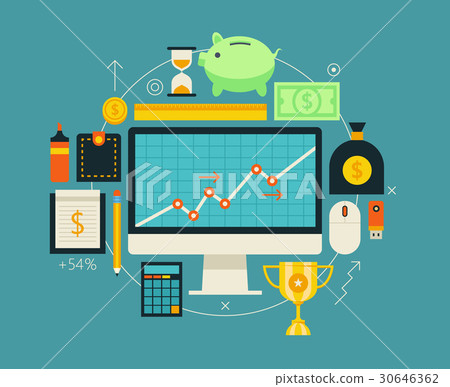 Finance and money items collection. Finance and money items collection. 30646362