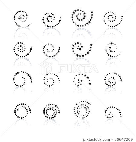 Set dotted spirals, vector illustration. 30647209