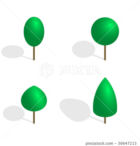 Green trees in 3D, vector illustration. 30647213