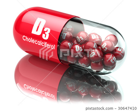 Vitamin D3 capsule or pill. Dietary supplements.  30647410