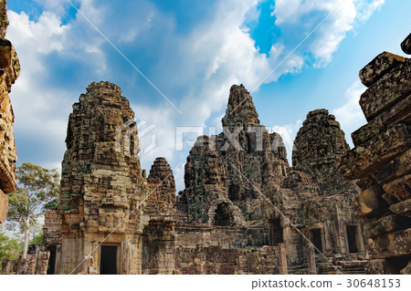 Bayon Temple with frescoes and columns, Cambodia Bayon Temple with frescoes and columns, Cambodia 30648153