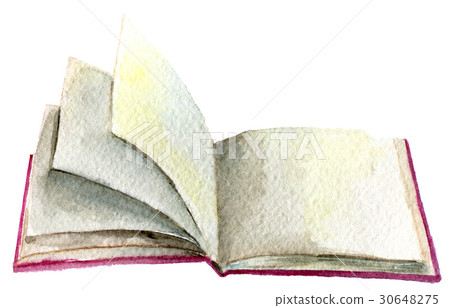 watercolor sketch of open book isolated on white  30648275
