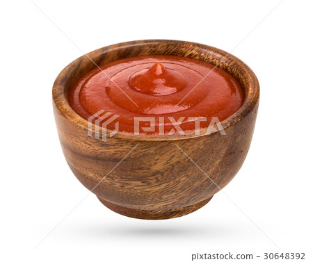 Bowl of ketchup isolated on white background Bowl of ketchup isolated on white background 30648392