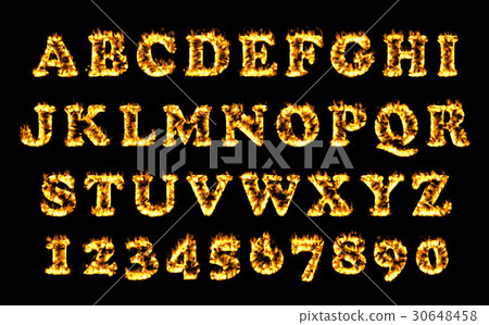 Fire font collection, alphabet of flame. Fire font collection, alphabet of flame. 30648458