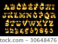 Fire font, alphabet of flame. 30648476