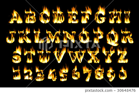 Fire font, alphabet of flame. Fire font, alphabet of flame. 30648476