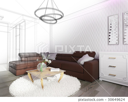 White living room interior White living room interior 30649624