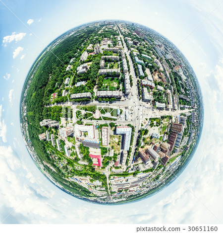 Aerial city view with crossroads and roads, houses Aerial city view with crossroads and roads, houses 30651160