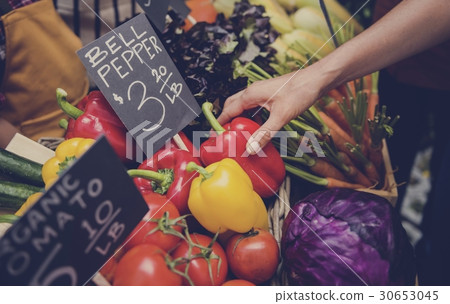 People Buying Vegetable From Shop at Market 30653045