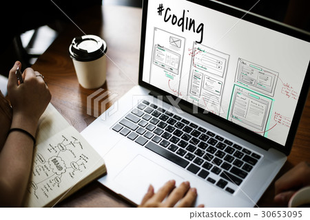 Website development layout sketch drawing Website development layout sketch drawing 30653095
