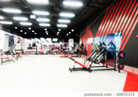 Abstract blur gym and fitness room interior 30653155