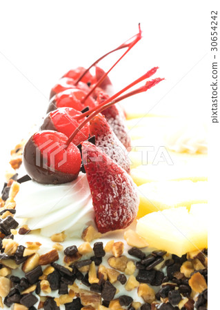 Ice cream cake with cherry on top Ice cream cake with cherry on top 30654242