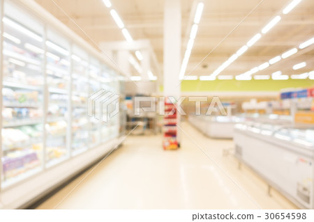 Abstract blur and bokeh supermarket and discount store interior 30654598