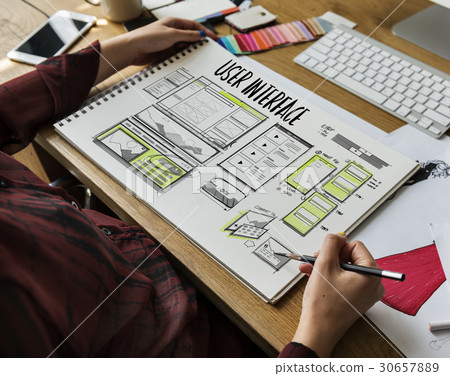 Website development layout sketch drawing Website development layout sketch drawing 30657889
