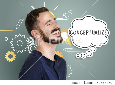 Imagining creative inspiration thought bubble Imagining creative inspiration thought bubble 30658760