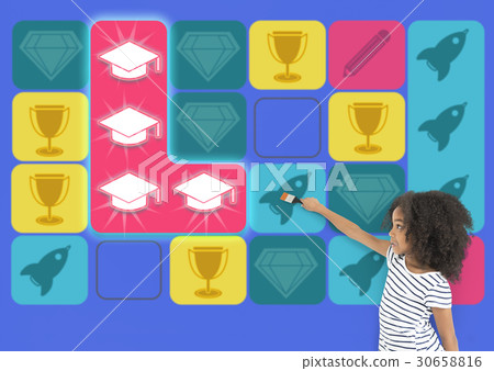 Education Mortarboard Spaceship Diamond Matching Game 30658816