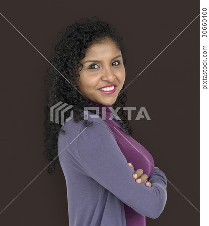 Woman Smiling Happiness Casual Studio Portrait Woman Smiling Happiness Casual Studio Portrait 30660400