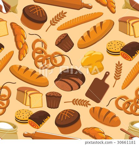 Bread bakery and pastry seamless pattern 30661181