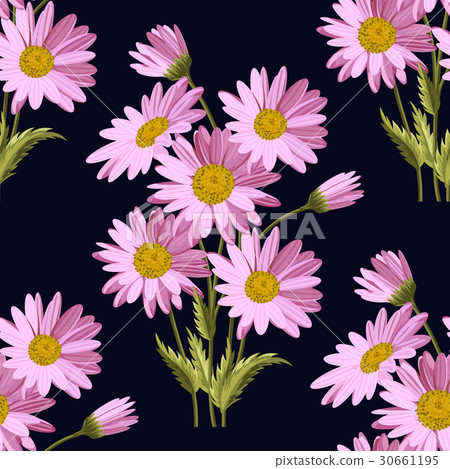 Seamless pattern with daisy flowers - Stock Illustration [30661195] - PIXTA