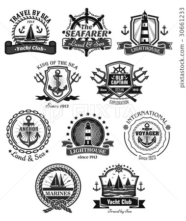 Nautical and marine symbols vector icons set 30661233