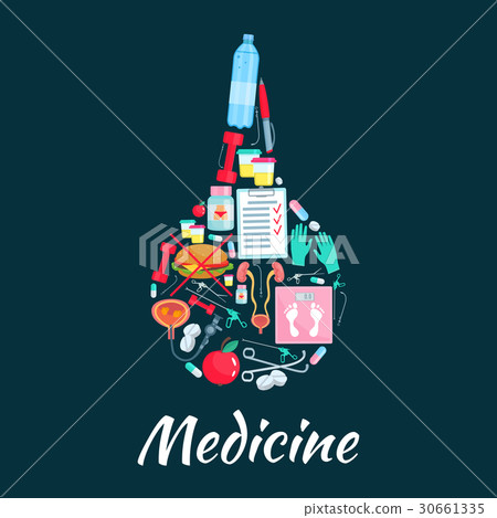 Medical enema symbol with dietetics medicine icons Medical enema symbol with dietetics medicine icons 30661335