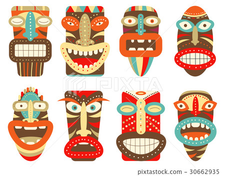 Set of tiki tribal mask Set of tiki tribal mask 30662935