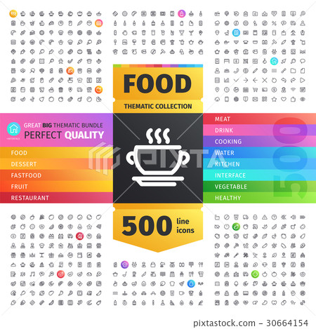 Food Thematic Collection of Line Icons Food Thematic Collection of Line Icons 30664154