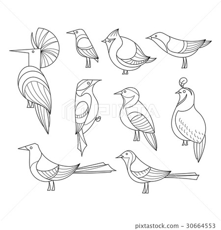 Birds set. Lined vector collextion. Birds set. Lined vector collextion. 30664553