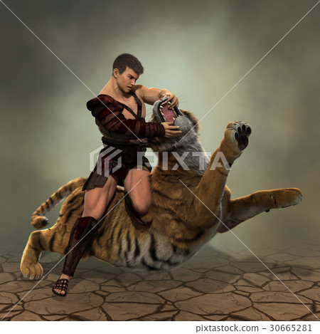 3D Illustration of a Gladiator fighting with a 30665281