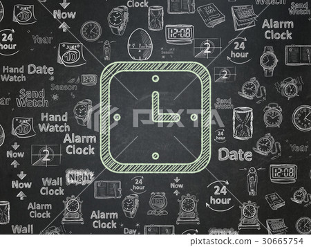 Timeline concept: Watch on School board background Timeline concept: Watch on School board background 30665754