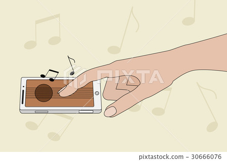 hand touching smartphone screen 30666076
