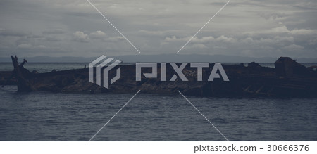 Dark and gloomy shipwrecks at Tangalooma Island Dark and gloomy shipwrecks at Tangalooma Island 30666376