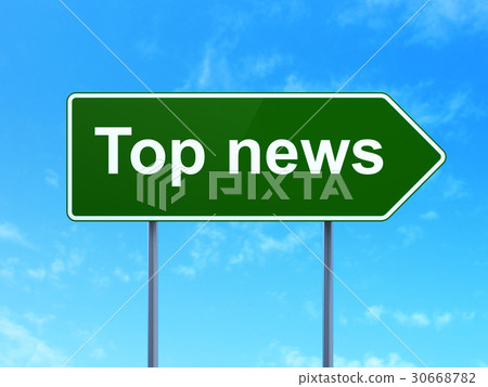 News concept: Top News on road sign background 30668782