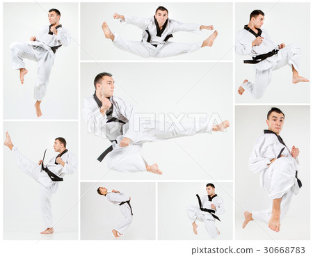 The karate man with black belt training karate 30668783