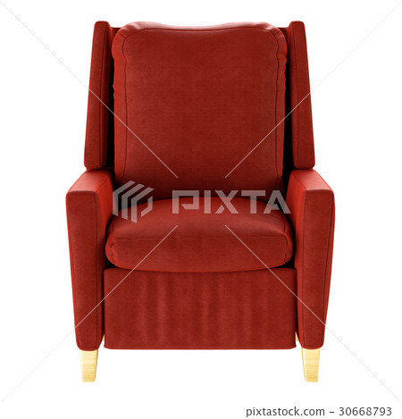 Simple red armchair isolated. Front view. 3d 30668793