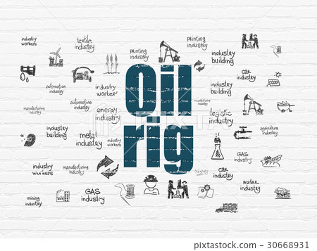 Manufacuring concept: Oil Rig on wall background 30668931