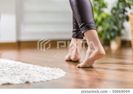 Warm floor concept of heating and wooden panels. 30669094