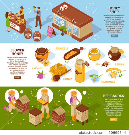 Bee Garden Isometric Banners Set 30669844