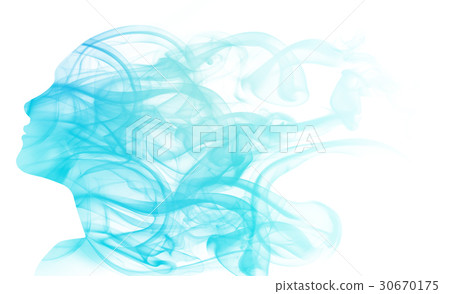 Double exposure portrait of woman and smoke. Double exposure portrait of woman and smoke. 30670175