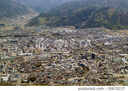 Aerial view of Matsumoto city center in Nagano prefecture Aerial view of Matsumoto city center in Nagano prefecture 30670237