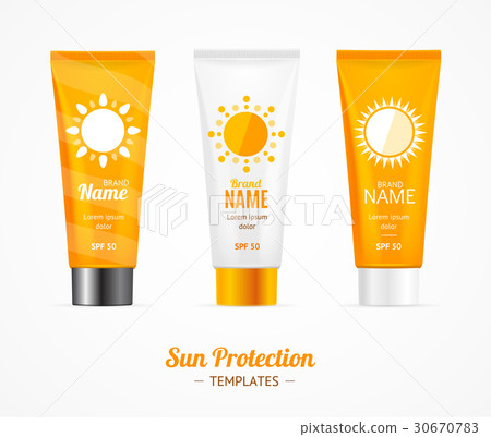 Sun Protection Cosmetic Cream Template Set. Vector 30670783